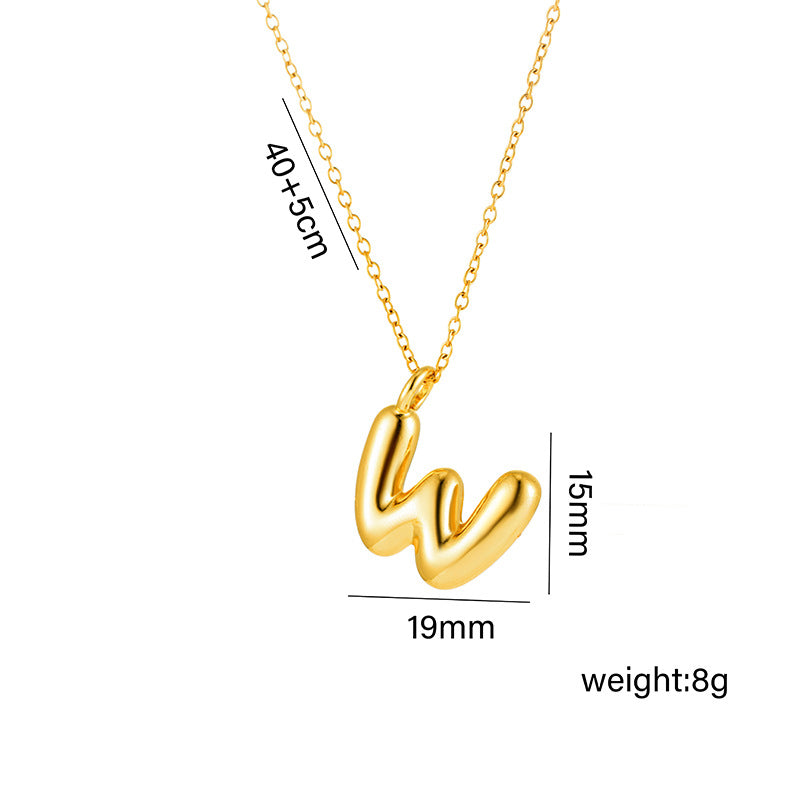 Collar minimalista de acero de titanio chapado en oro de 18 quilates con forma de letra delicada para mujer