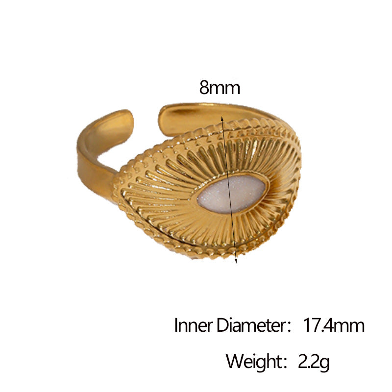 Anello Aperto Geometrico Vintage Minimalista Placcato Oro 18K in Acciaio Inossidabile per Donna