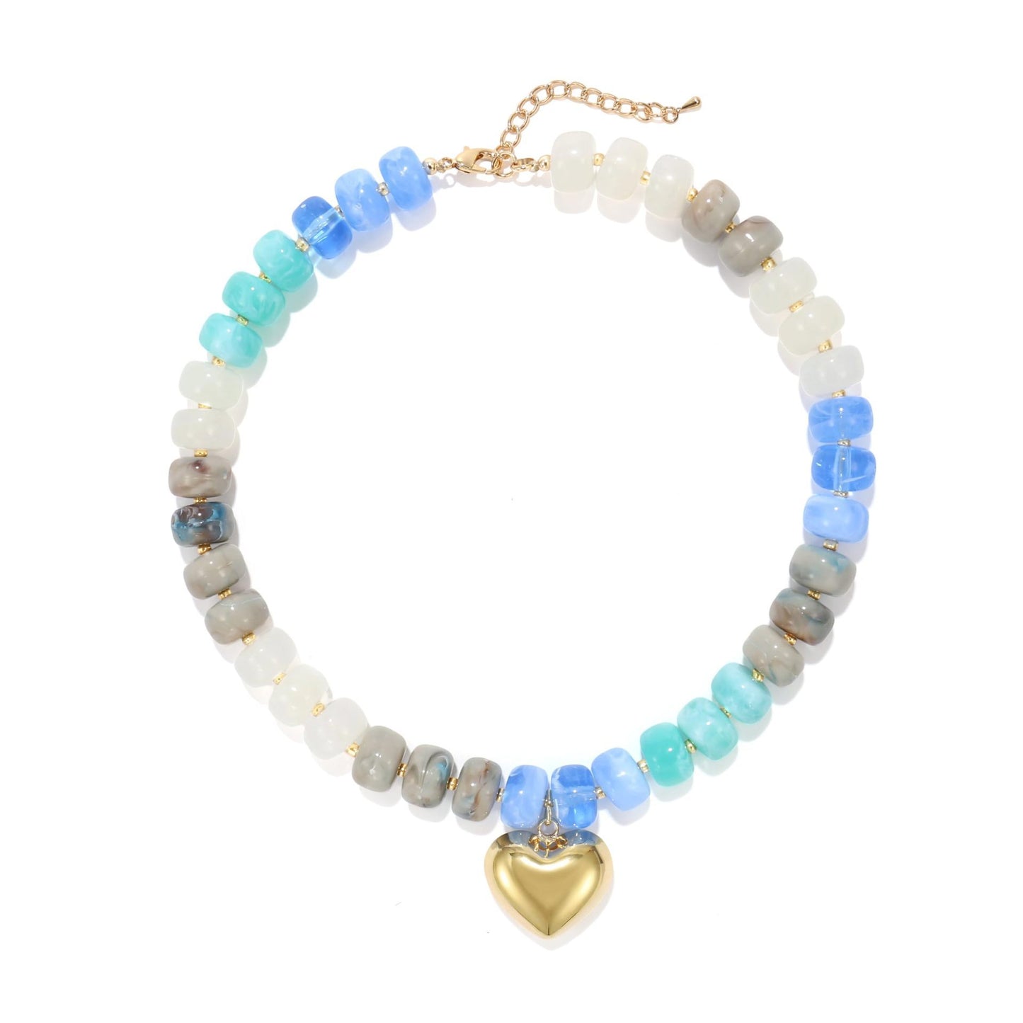 Fashionable Geometric Heart Acrylic Beaded Necklace for Women Casual Daily Wear Cable Chain