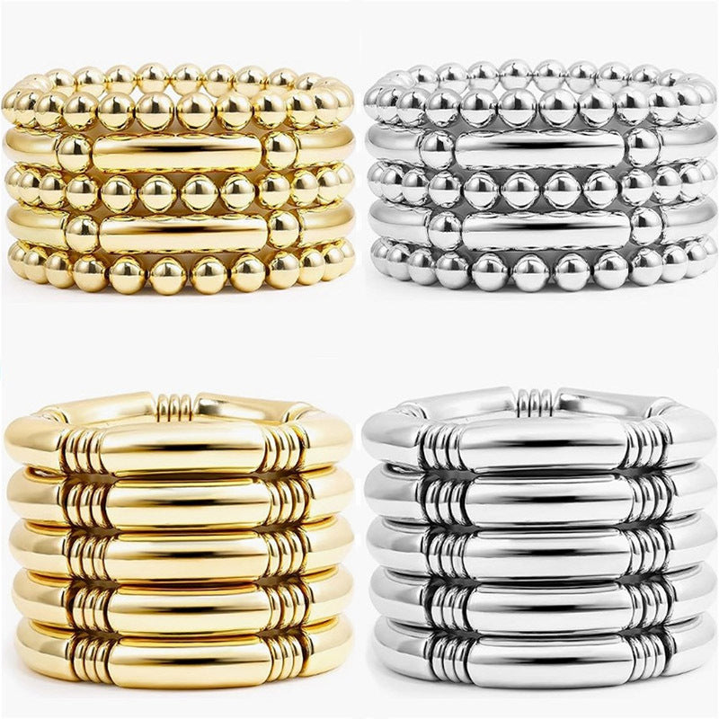 Minimalist 12mm Geometric Round Acrylic Bead Stretch Bracelet Unisex Stackable Jewelry