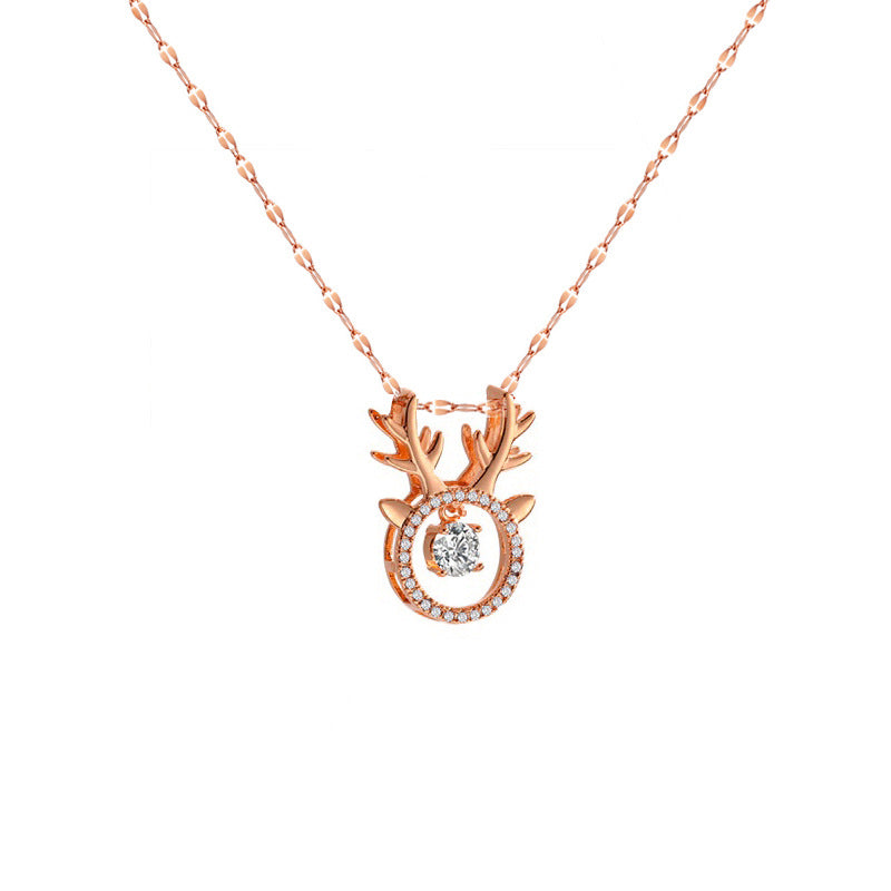Collar con colgante original de hexagrama, cacahuete y espina de pescado para mujer, de acero titanio con baño de oro y engaste micropavé.