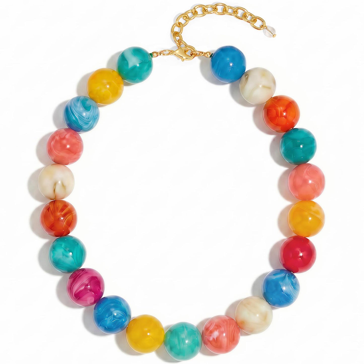 Casual Round Acrylic Bead Necklace Polished Ball Chain Women's Fashion Choker