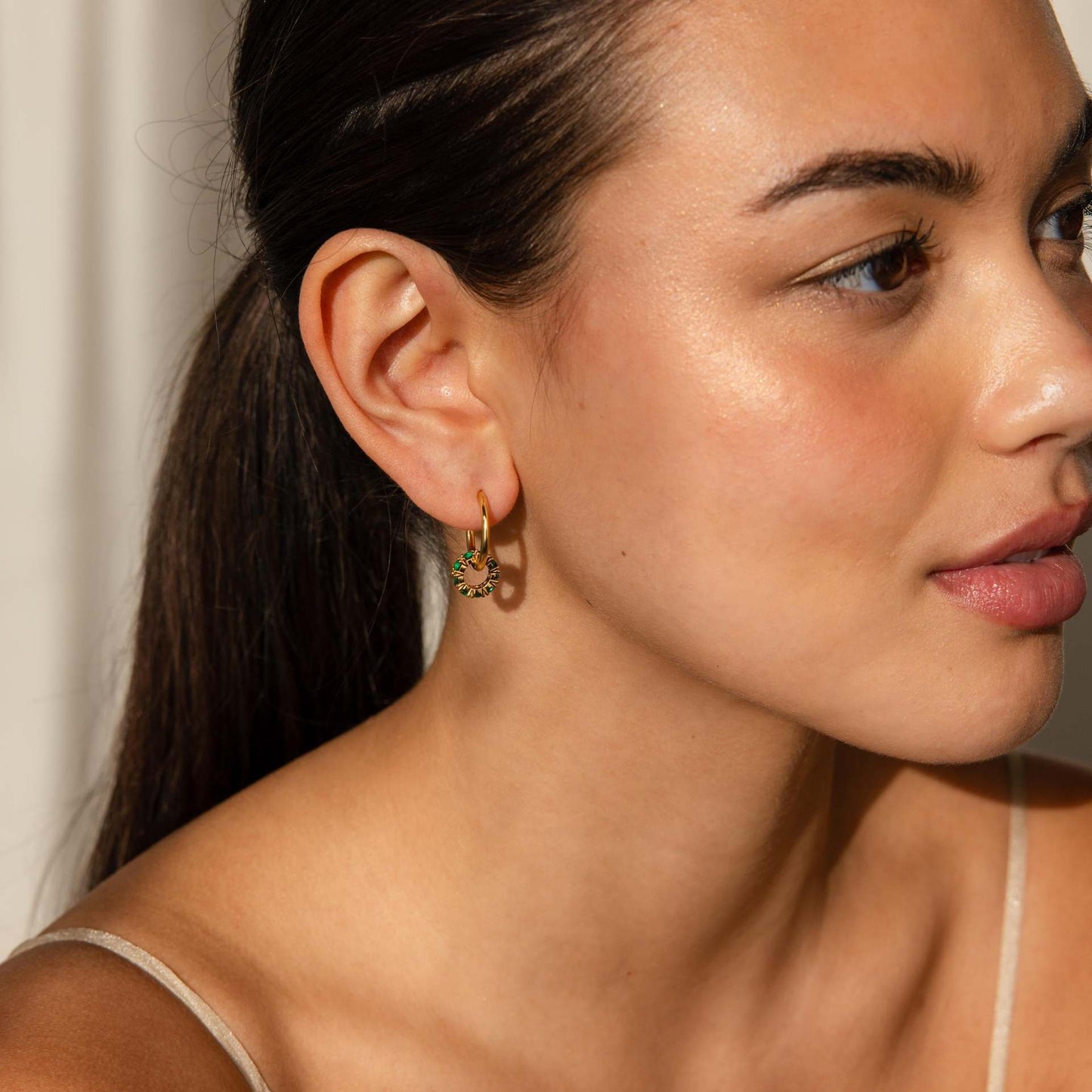 Minimalist Round Square Brass Plated 18K Gold Pendant Necklace