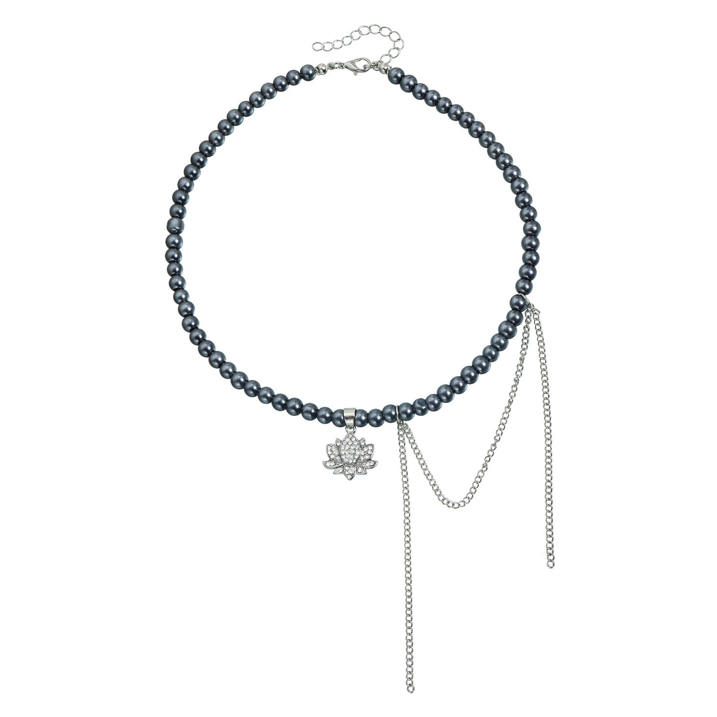 Sweet Streetwear Floral Geometric Rhinestone Inlay Spray Painted Plated Alloy Necklace for Women