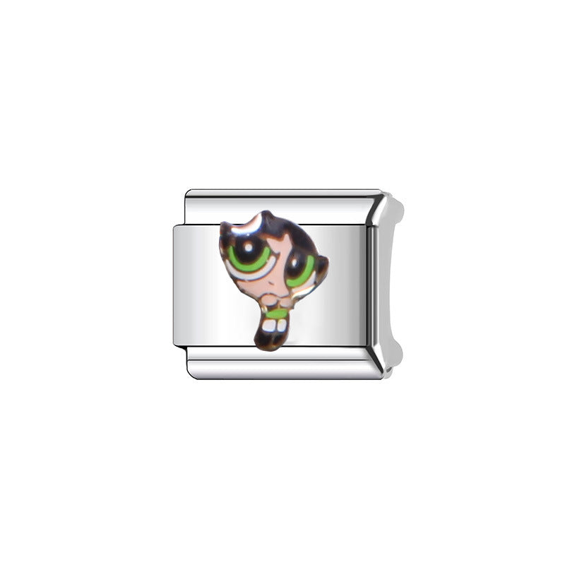 Sweet Cartoon Plated Stainless Steel DIY Charm Bar Bracelet Unisex