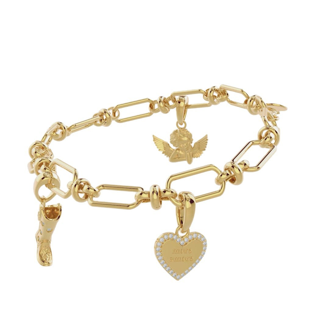 Vintage 18K Gold Plated Stainless Steel Butterfly Charm Bar PVD