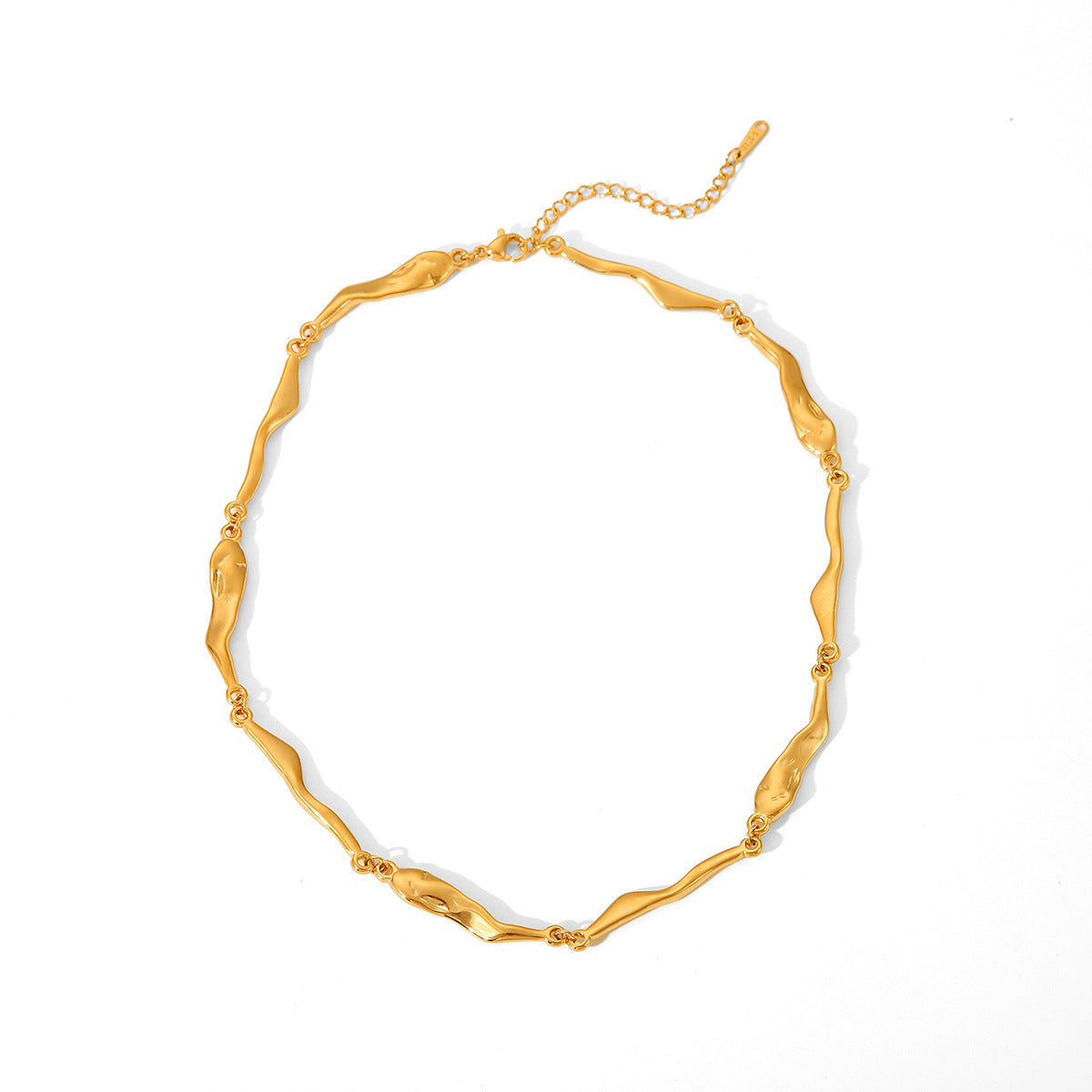 Collana Irregolare a Geometria Clavicolare da Donna in Acciaio Inossidabile con Ciondolo in Acciaio al Titanio e Finitura Elettroplaccata
