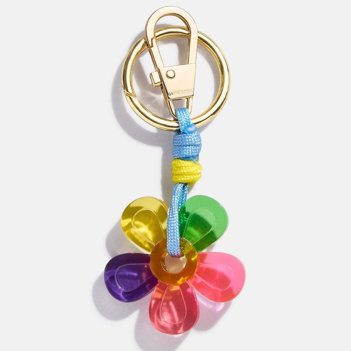 Colorful Resin Letter Bag Charm with Rhinestone Daisy and Tassel