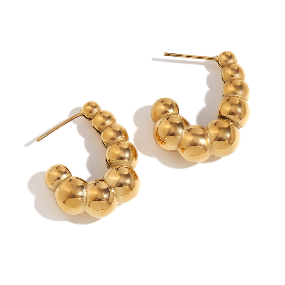 Orecchini da donna in acciaio inossidabile a forma di cuore cavo stile vintage placcati oro 18 carati