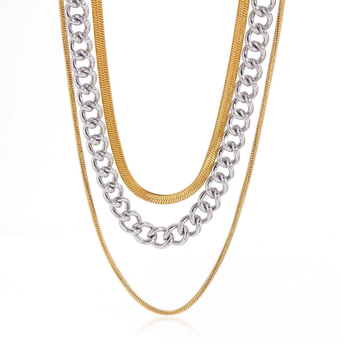 Collana pendente geometrica minimalista in acciaio al titanio con catena in acciaio inossidabile placcata in oro sottovuoto PVD per donna