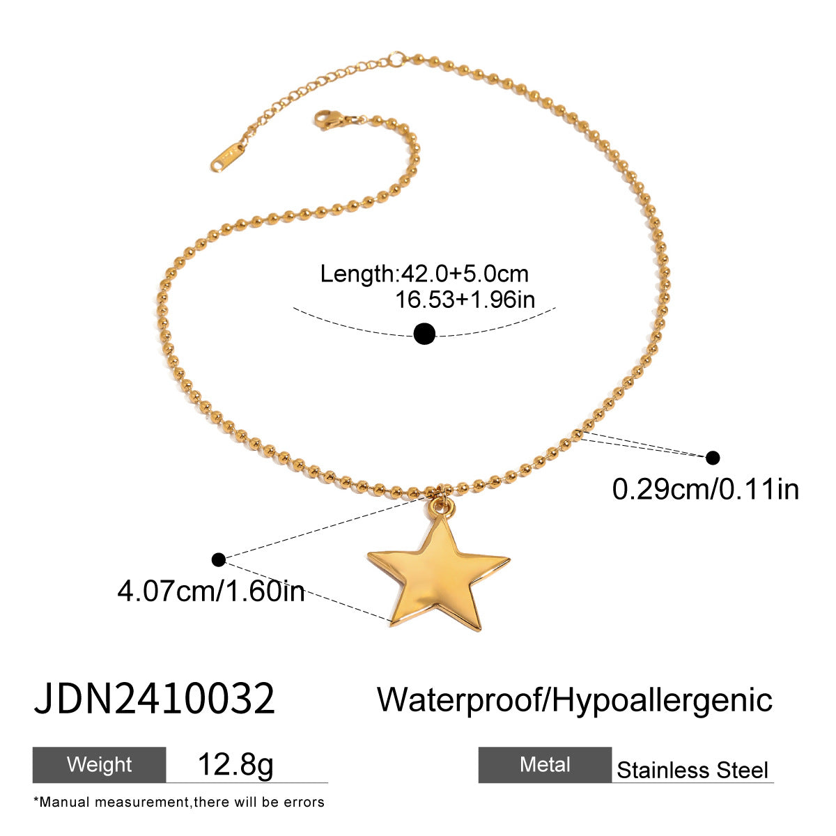 Collar Minimalista Chapado en Acero de Titanio con Diseño Geométrico en Forma de Estrella para Mujer