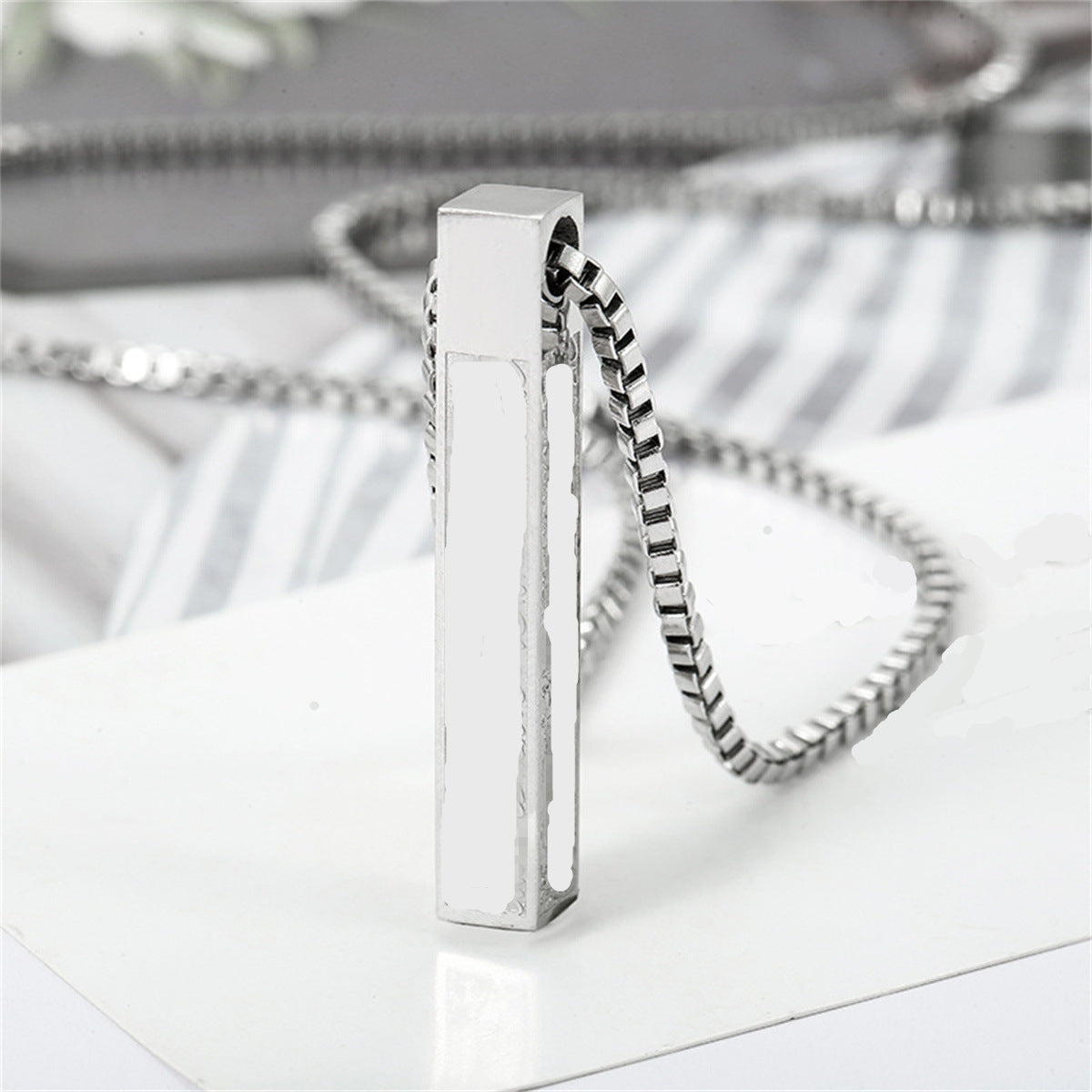 Minimalist Geometric Titanium Steel Necklace with Polished Finish for Women