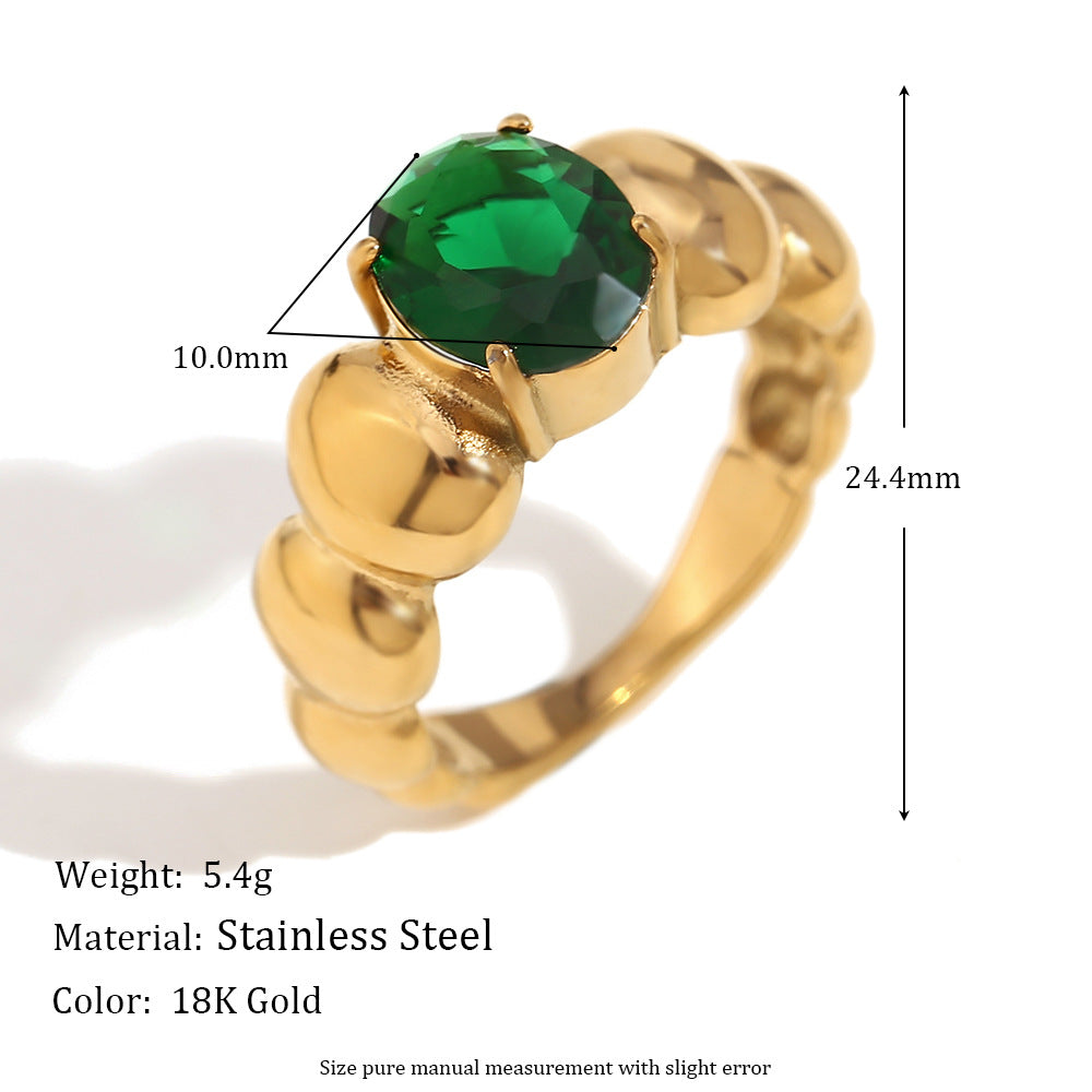 Anello da donna in acciaio inossidabile con placcatura in oro 18 carati, stile geometrico vintage