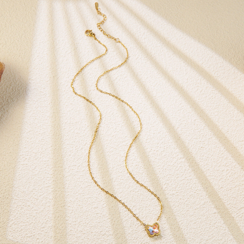 Minimalist Heart Teardrop Geometric Stainless Steel Plated Pendant Necklace for Women
