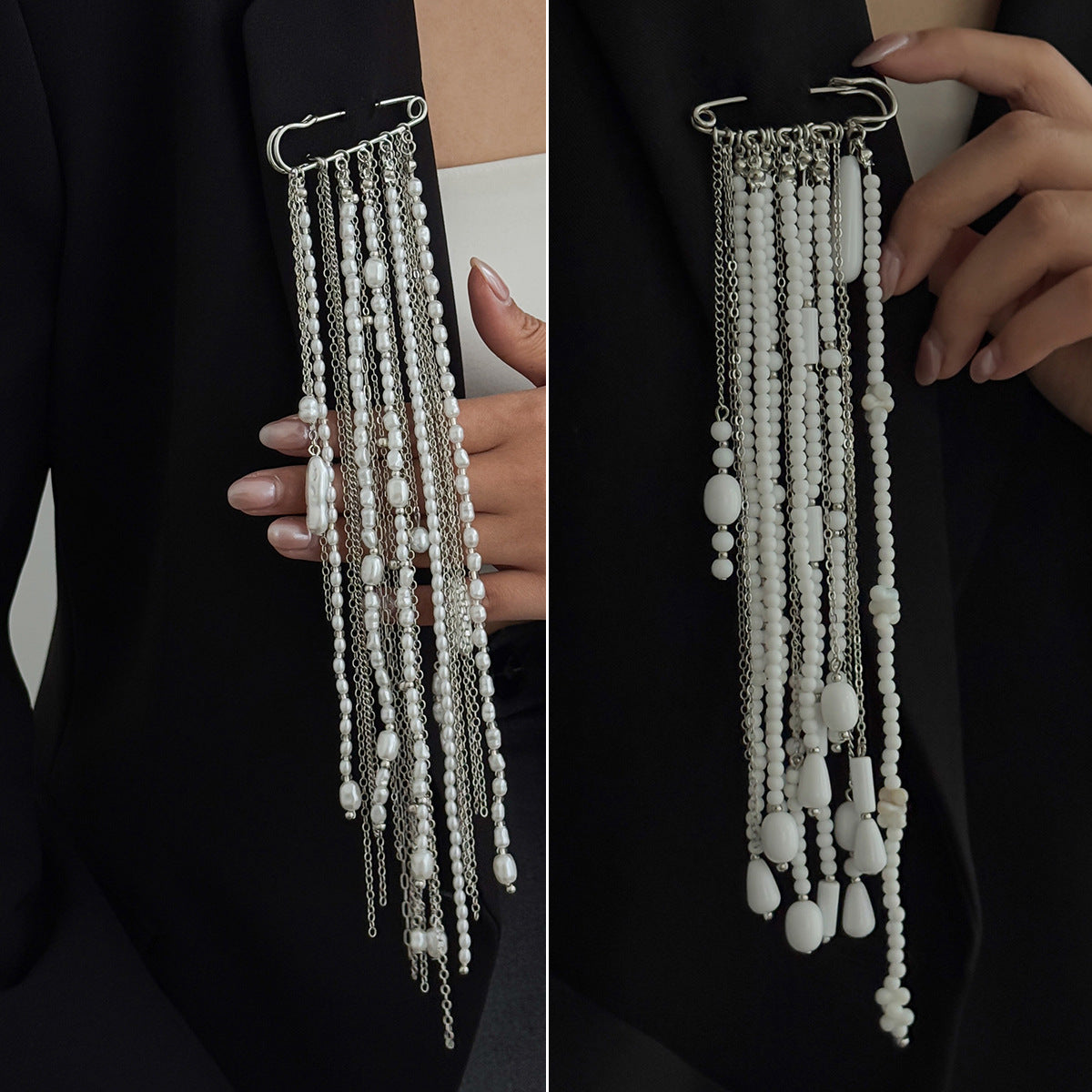 Elegant Geometric Faux Pearl Brooch Pin for Women