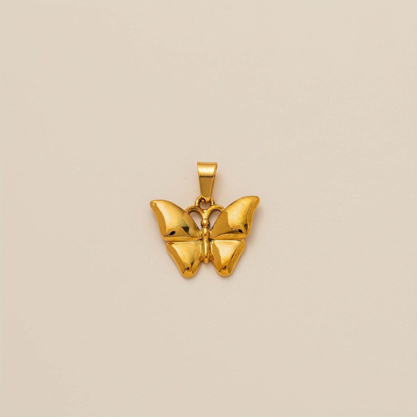 Minimalist 18K Gold Plated Titanium Steel Butterfly Charm Bar with Shell Conch Elements for Women