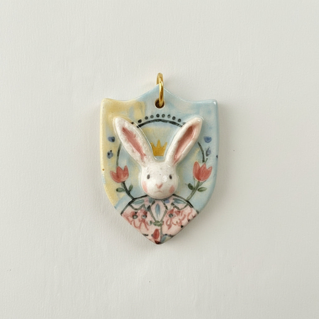 Vintage 18K Gold Plated Stainless Steel Cartoon Rabbit Star Pendant Charm Bar
