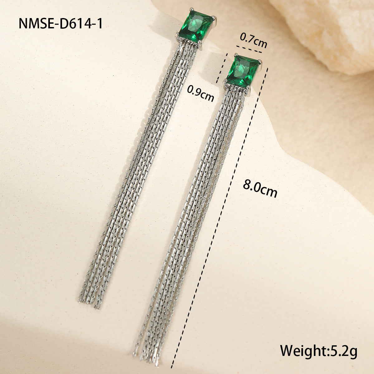 Minimalist Geometric Tassel Earrings with Zircon Inlay in Stainless Steel for Women
