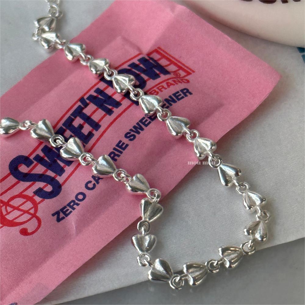 Bracciale Minimalista a Cuore in Argento Sterling S925 con Design Geometrico