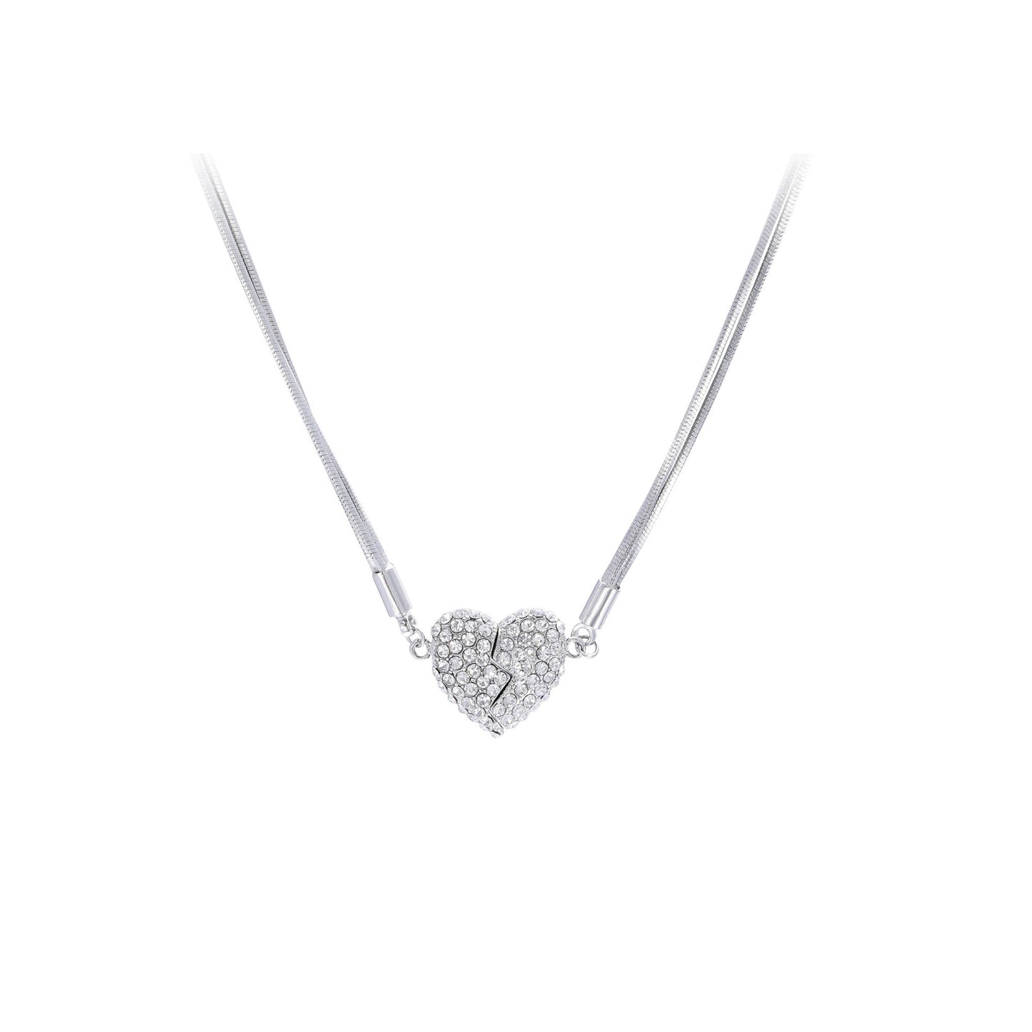 Collana magnetica da donna a forma di cuore irregolare in acciaio al titanio, stile vintage francese, con finitura placcata