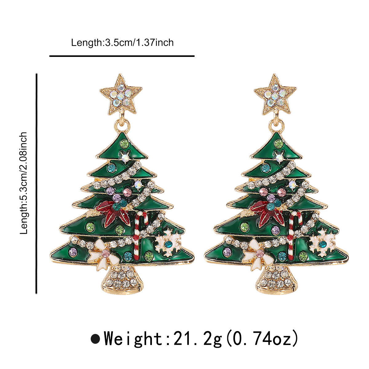 Vintage Christmas Tree Earrings with Enamel Finish in Alloy for Unisex Holiday Wear