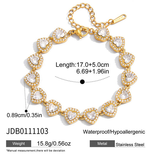 Elegant Minimalist Geometric Stainless Steel Plated Cubic Zirconia Bracelet for Women