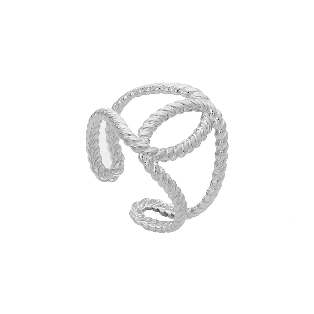Geometric Heart Plated Titanium Steel Open Ring Unisex