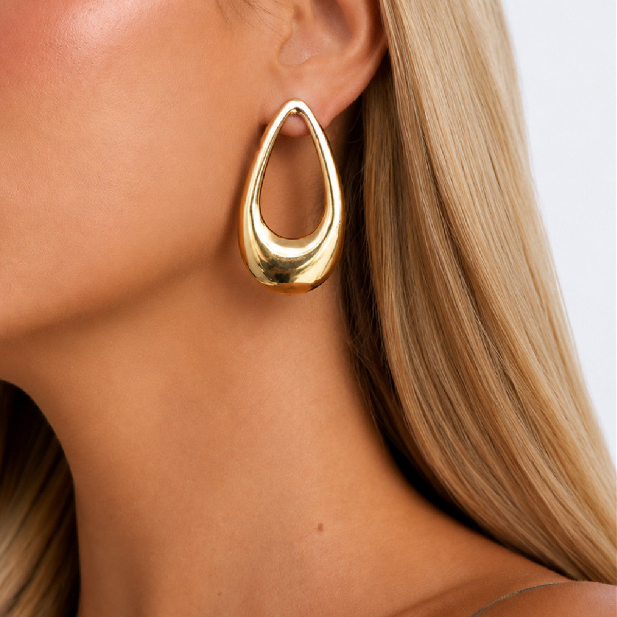 Minimalist Geometric Teardrop Zinc Alloy Pendant Plated Wax Cord Necklace for Women