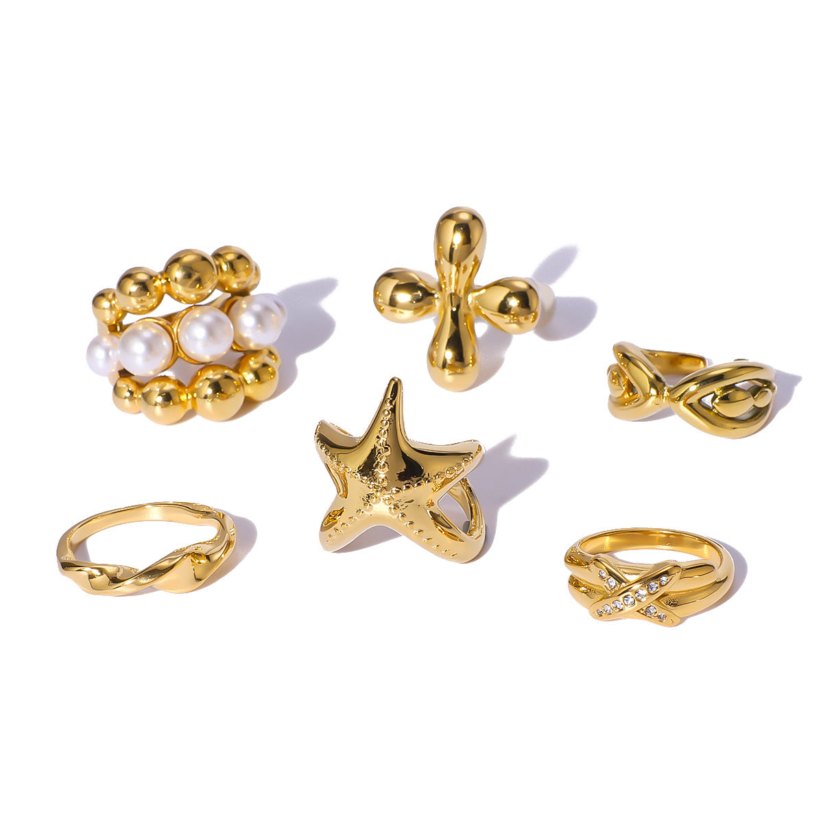 Minimalist Geometric Stainless Steel Ring with Rhinestone Inlay and 18K Vacuum Plating for Women and Men