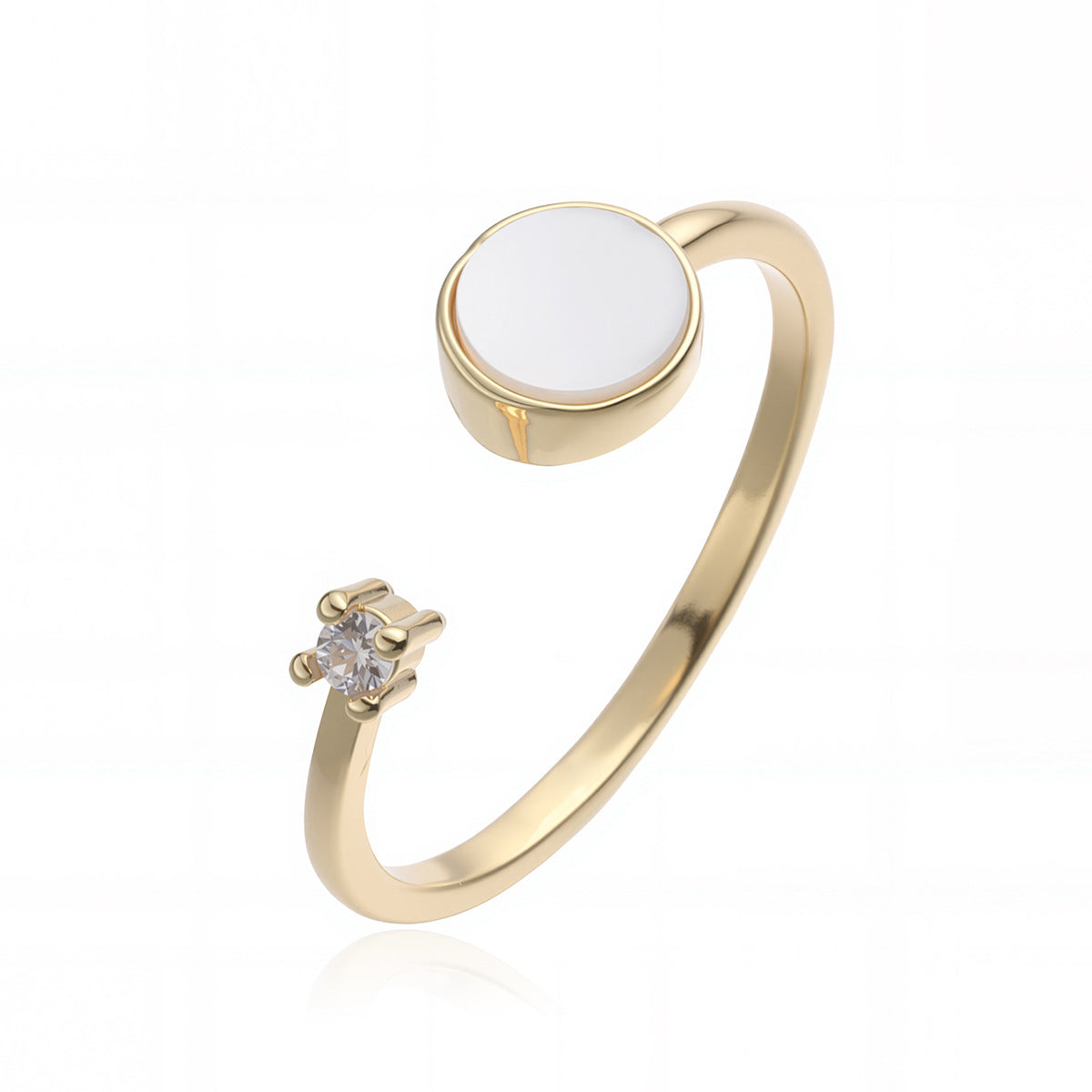 Minimalist Luxury 18K Gold Plated Brass Heart Geometric Open Ring for Women