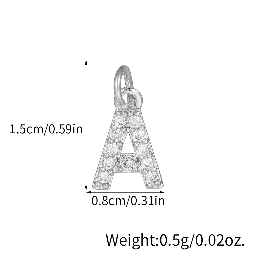 18K Gold Plated Brass Letter Cubic Zirconia Inlay Charm Bar
