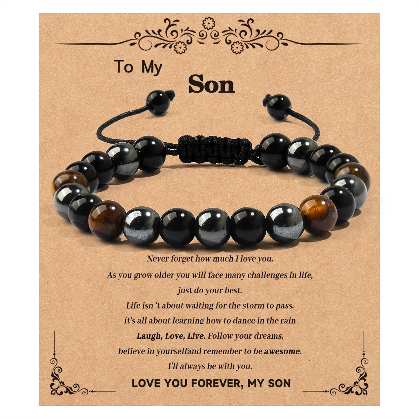 Handmade Geometric Tiger's Eye Obsidian Hematite Bracelet for Men and Women