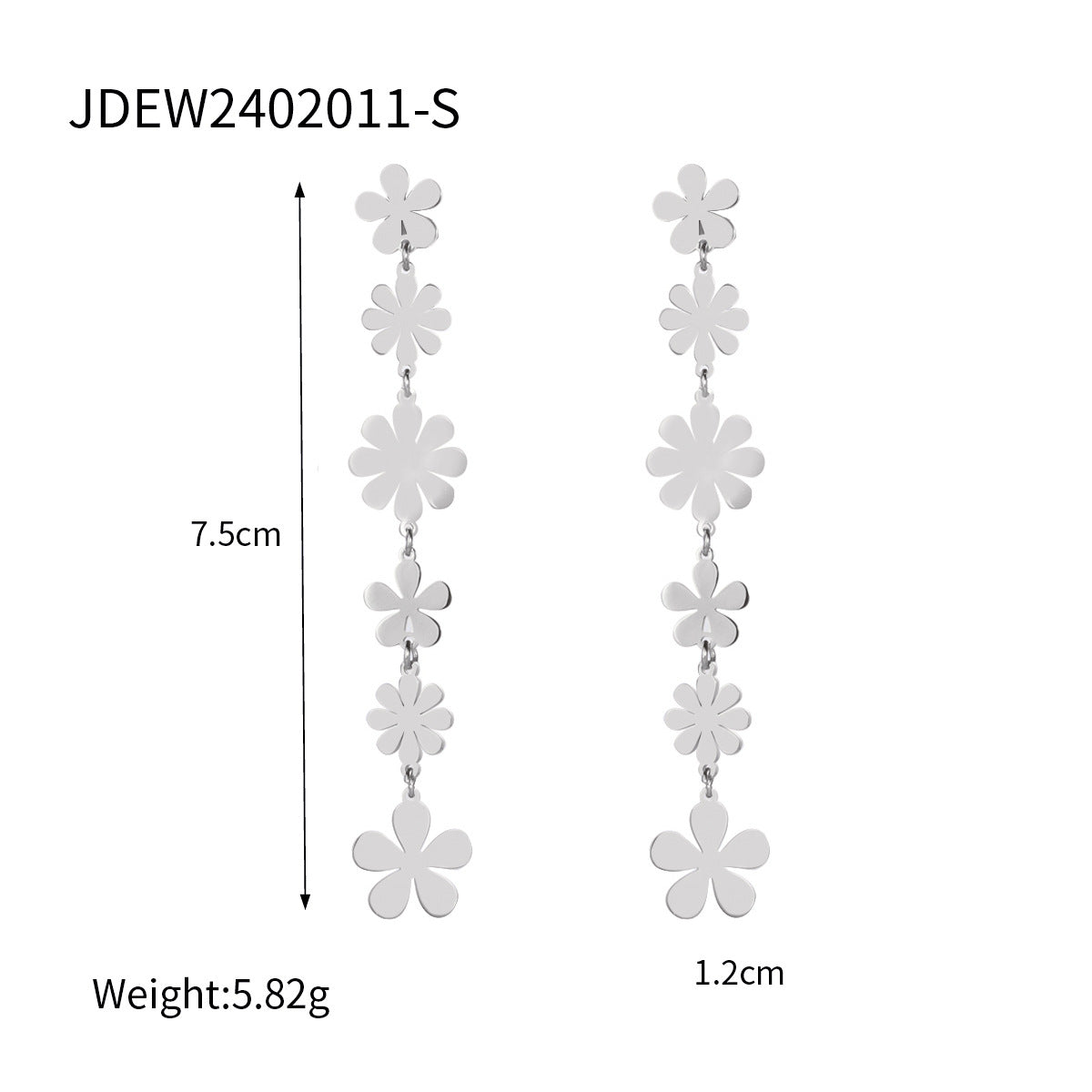 18K Gold Plated Stainless Steel Floral Dangle Earrings with Daisy Tassel