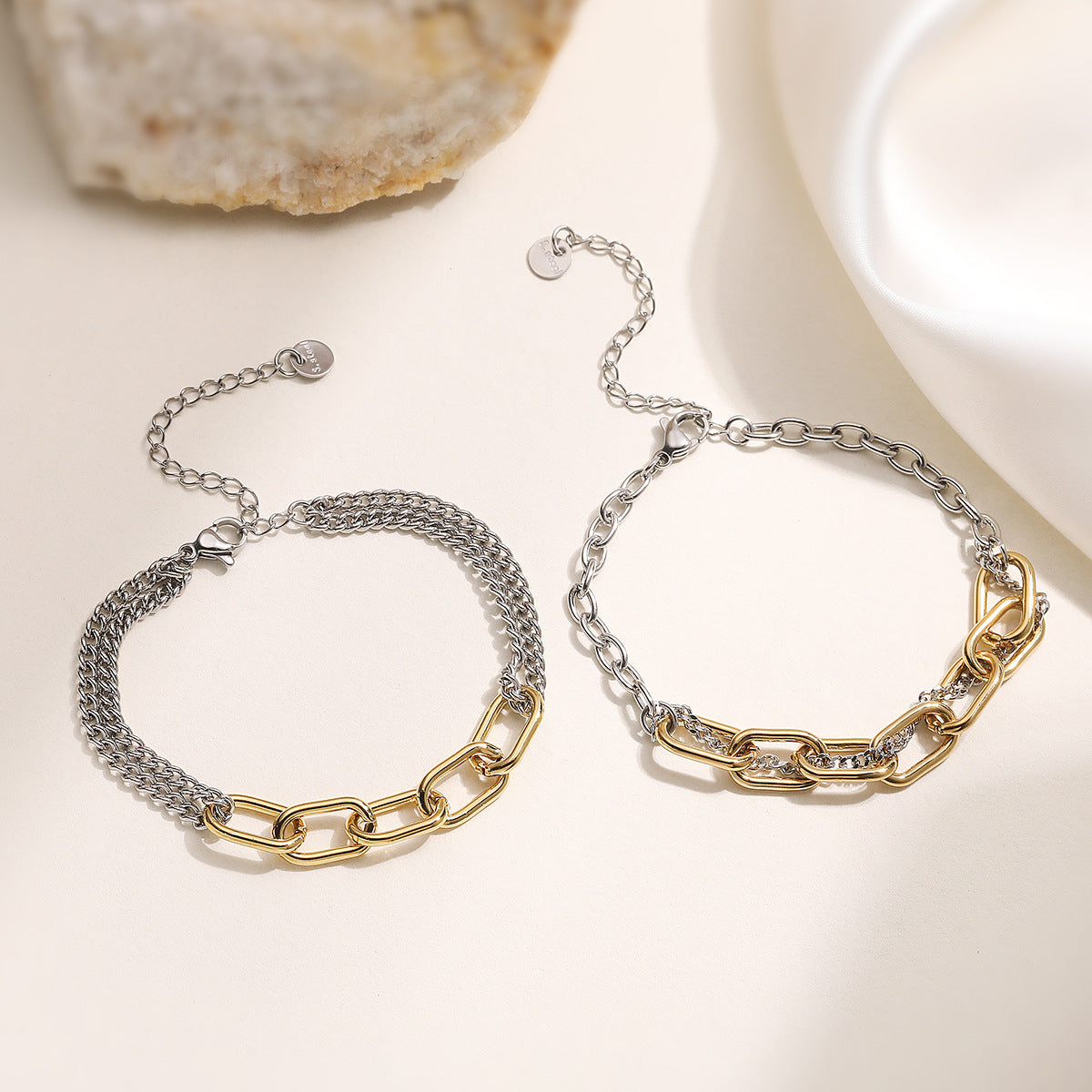 Geometric Gold Plated Stainless Steel Bracelet for Women