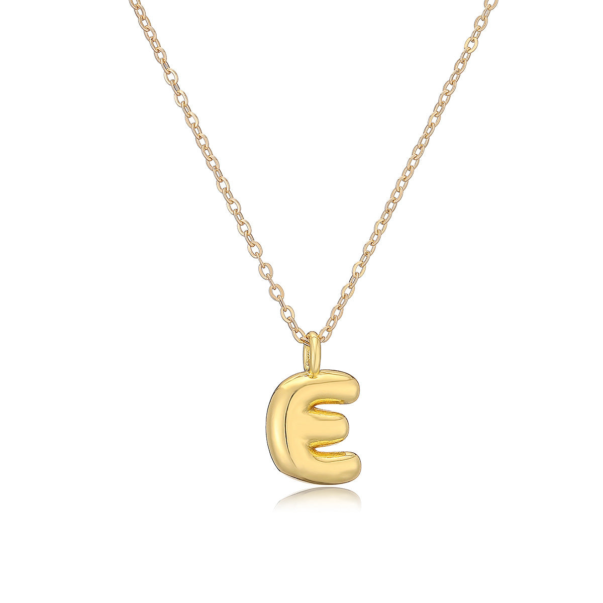 Minimalist Letter-Shaped Copper Pendant Necklace with Real Gold Plating for Women