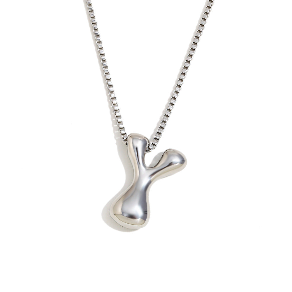 Minimalist Fashion Letter Necklace for Women Stainless Steel Pendant with 18K Gold Plating