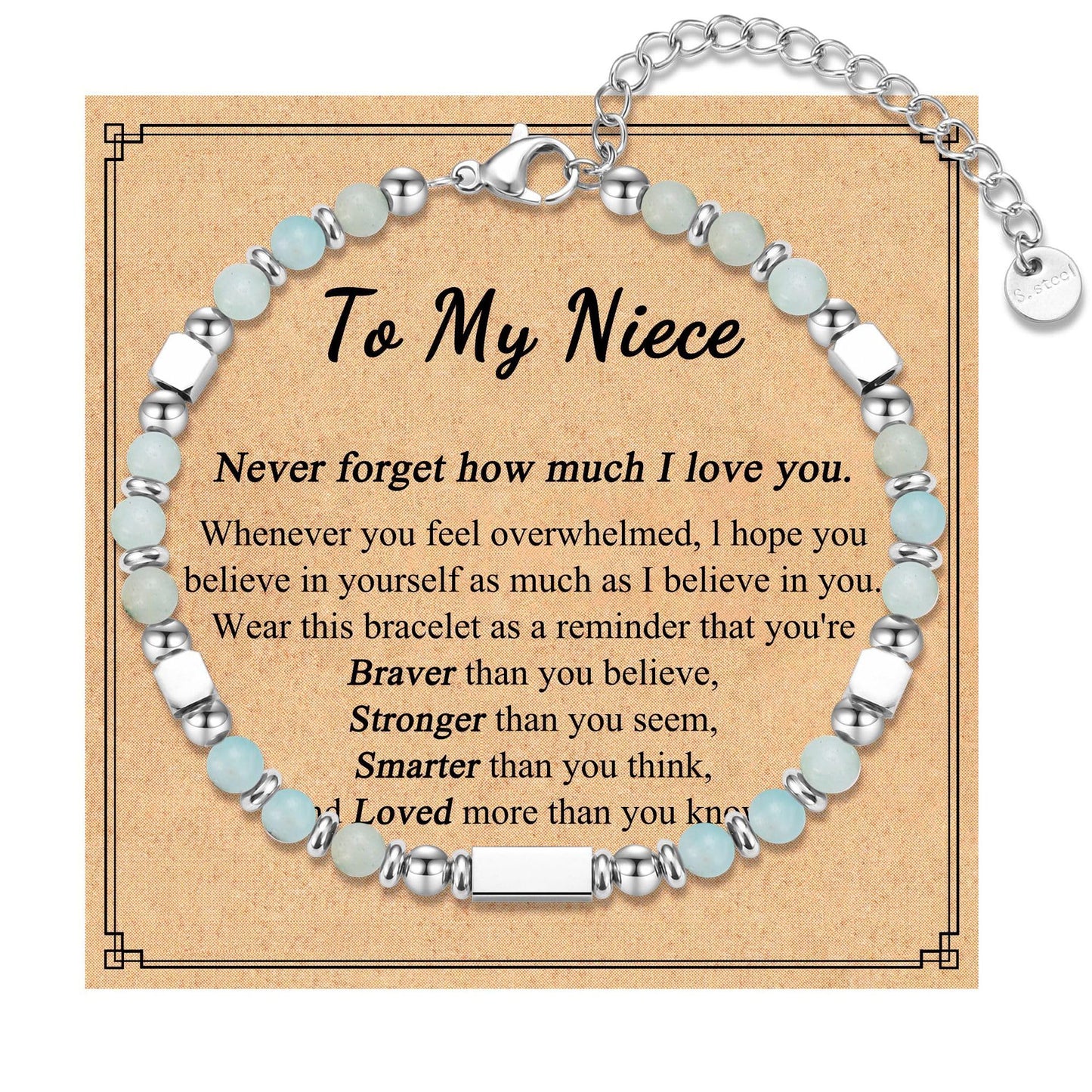Sweet Cartoon Square Stainless Steel Beaded Bracelet