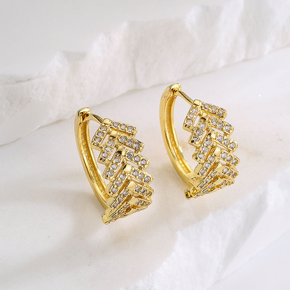 Orecchini a cerchio in rame stile geometrico con placcatura in oro 18K e finitura smaltata per donna