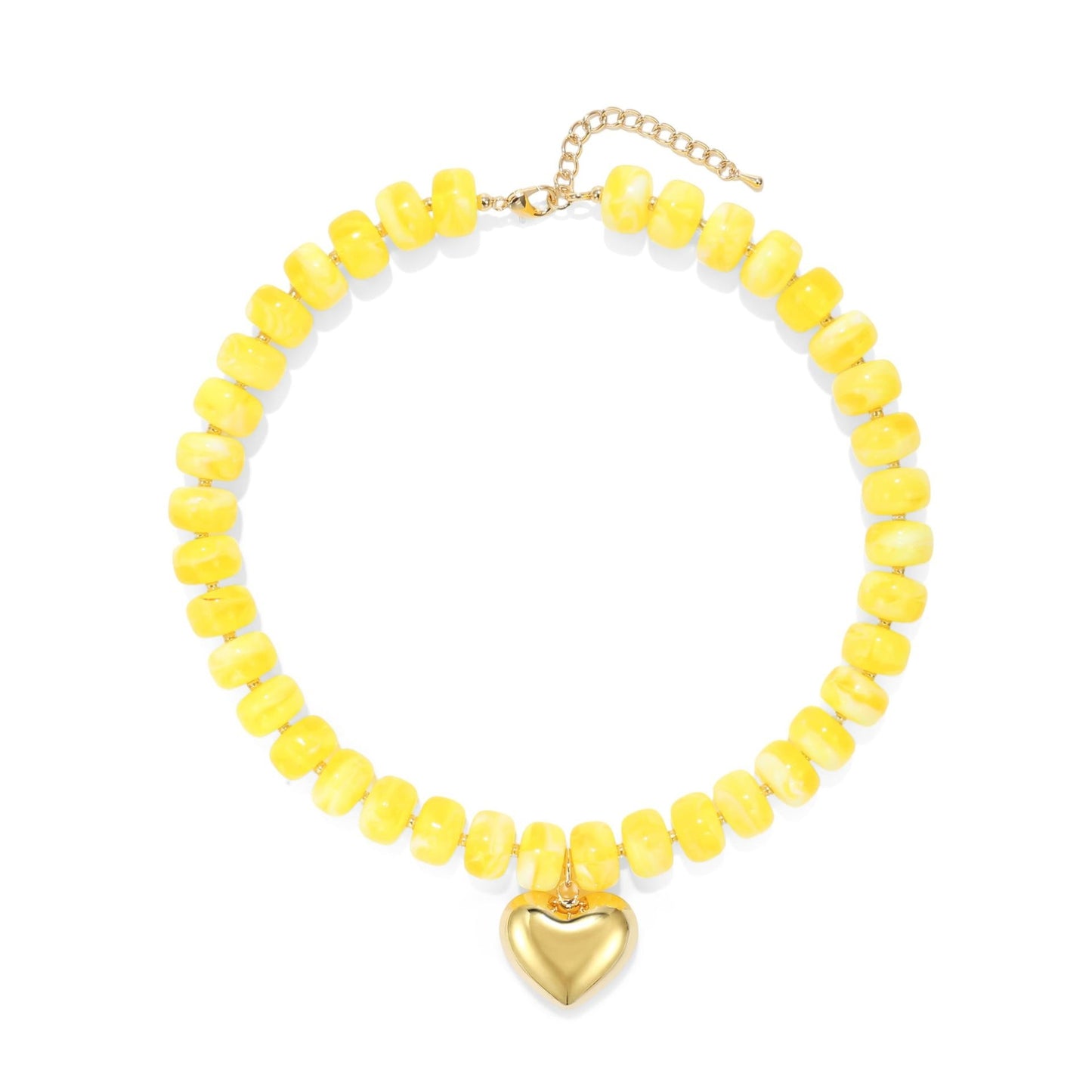 Fashionable Geometric Heart Acrylic Beaded Necklace for Women Casual Daily Wear Cable Chain