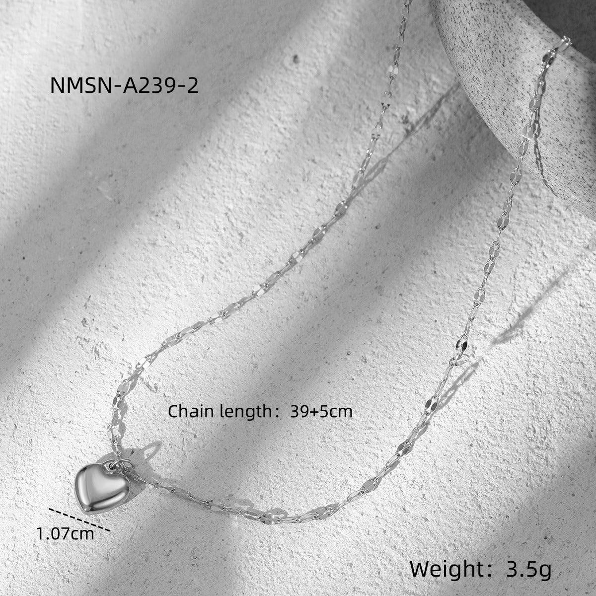 Collana con Ciondolo a Cuore Minimalista alla Moda in Acciaio Inossidabile con Finitura Placcata da Donna