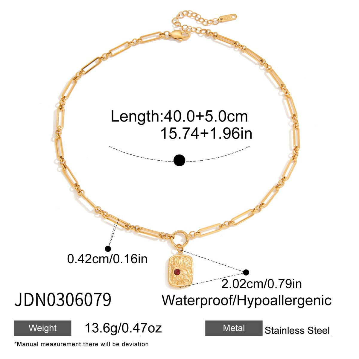 Set Collana e Bracciale con Ciondolo a Croce Geometrica Minimalista a Corona con Numeri Romani in Acciaio al Titanio con Intarsi in Strass e Finitura Placcata da Donna