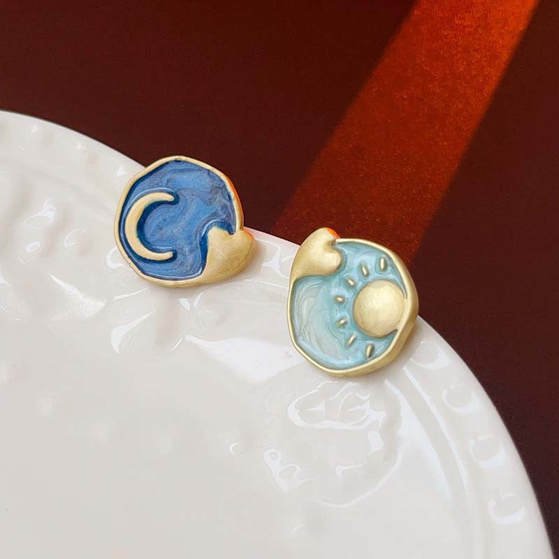 Orecchini a perno geometrici vintage in lega con intarsio di strass per donna