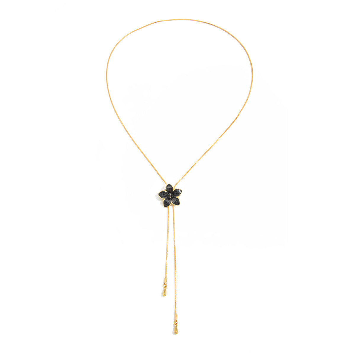 Sweet Floral Drip Oil Plated Zinc Alloy Pendant Brass Snake Chain Necklace for Women