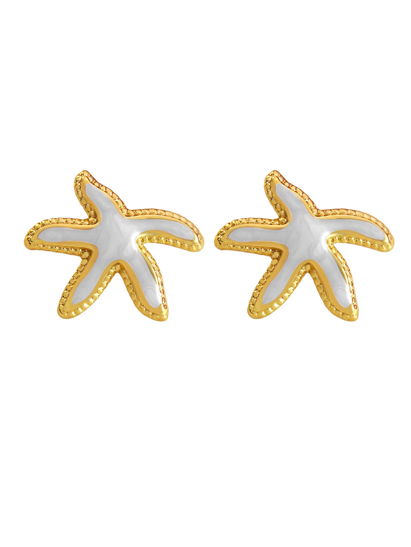 Orecchini da donna casual in acciaio inossidabile a forma di stella marina e conchiglia con gocciolamento d'olio