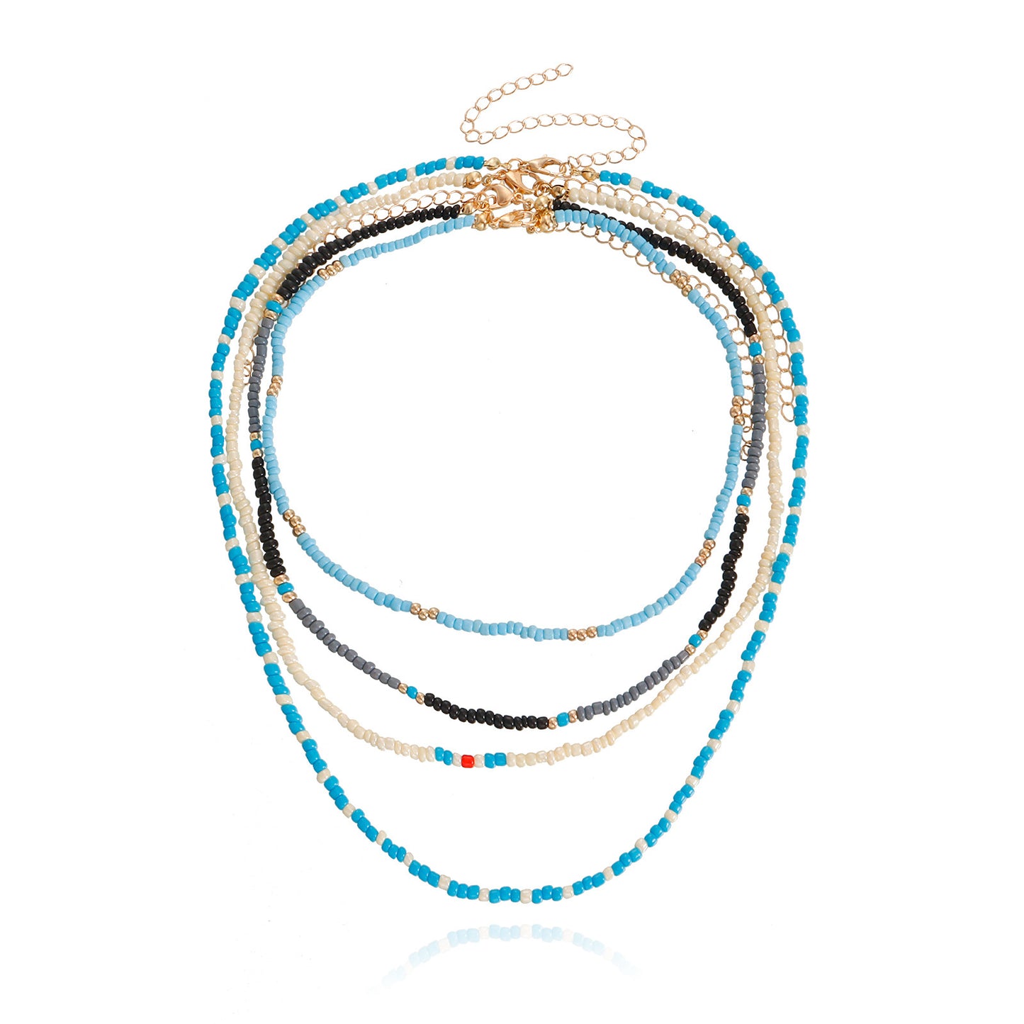 Minimalist French-Style Beaded Choker Necklace for Women with Geometric Shape Alloy Chain and Electroplated Finish