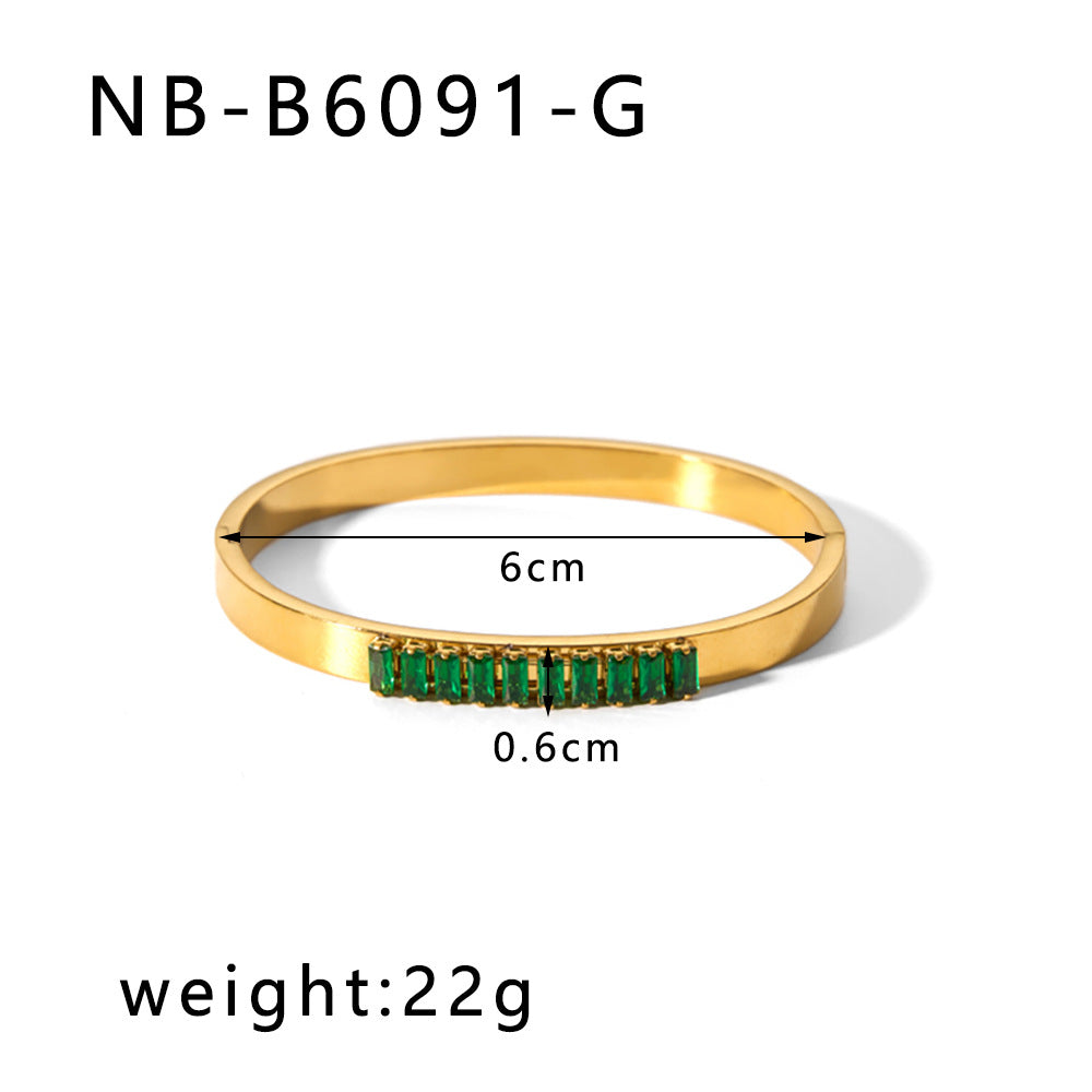 Vintage Ins Style 18K Gold Plated Stainless Steel Bracelet with Zircon Stars and Hearts for Women
