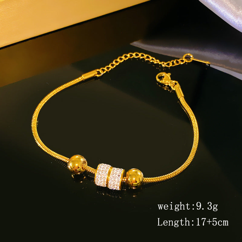Luxury Geometric Titanium Steel 18K Gold Plated Bracelet for Women