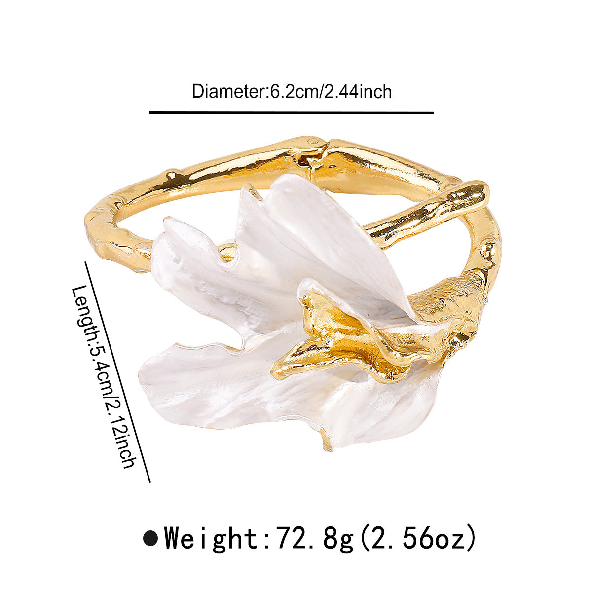 Pulsera Vintage Floral Esmaltada de Aleación de Zinc con Diseño de Pétalos, Joyería Minimalista Elegante para la Mano