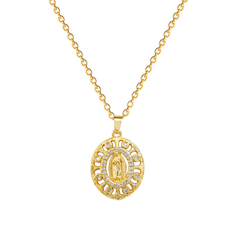 Collar con colgante de retrato en forma de huevo estilo dibujo animado para mujeres y hombres con incrustaciones de diamantes de imitación en cadena de acero inoxidable