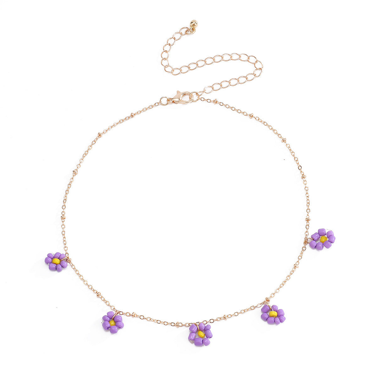 Collana da donna minimalista rustica con perline, floreale, geometrica, fatta a mano